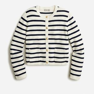 Jcrew Emilie patch-pocket sweater lady jacket in stripe NWOT